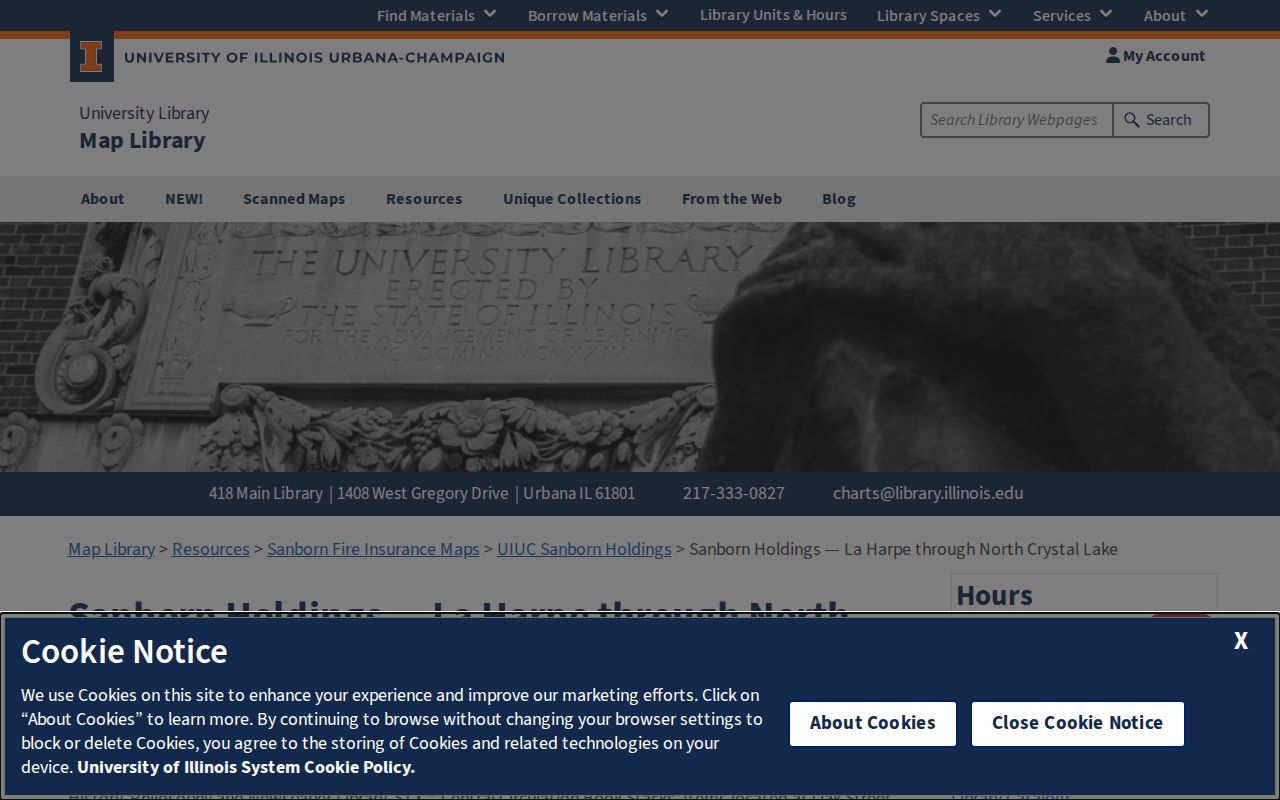 University of Illinois list of dated Lockport Sanborn map holdings