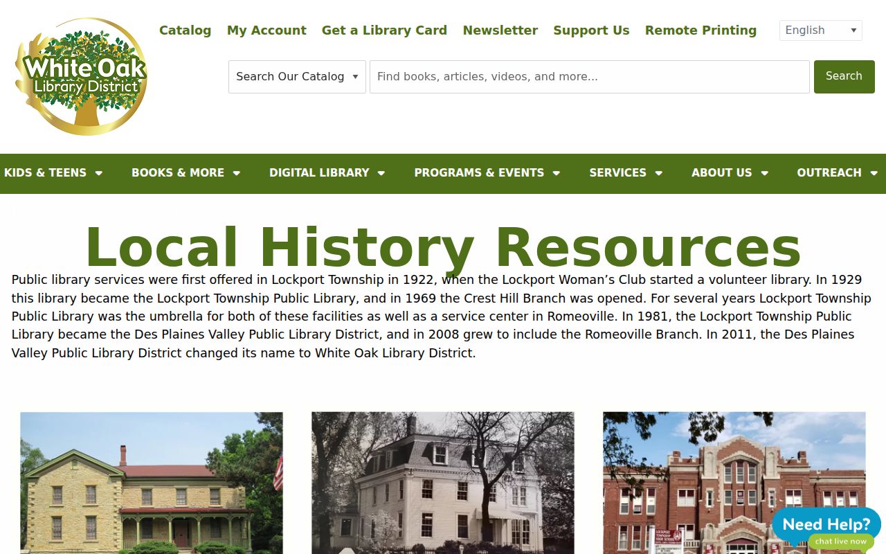 White Oak Library local history resources for Lockport city directory research