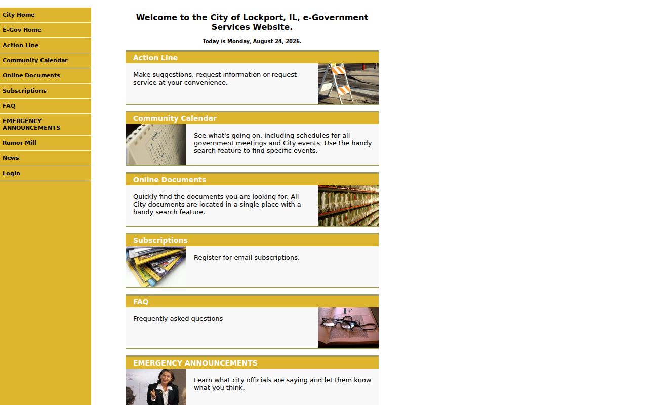 Lockport city documents and calendar source for neighborhood records