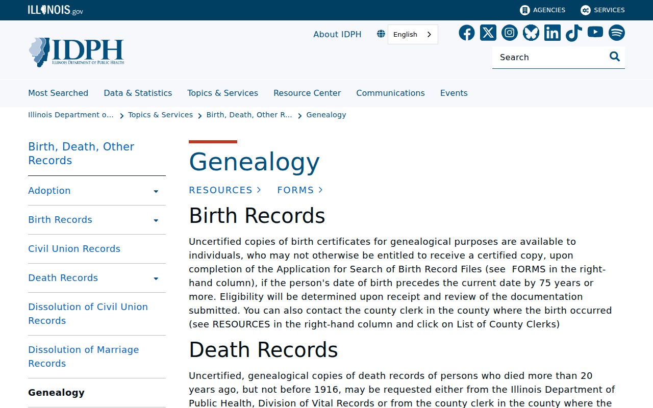 Illinois genealogy vital record thresholds for Lockport research