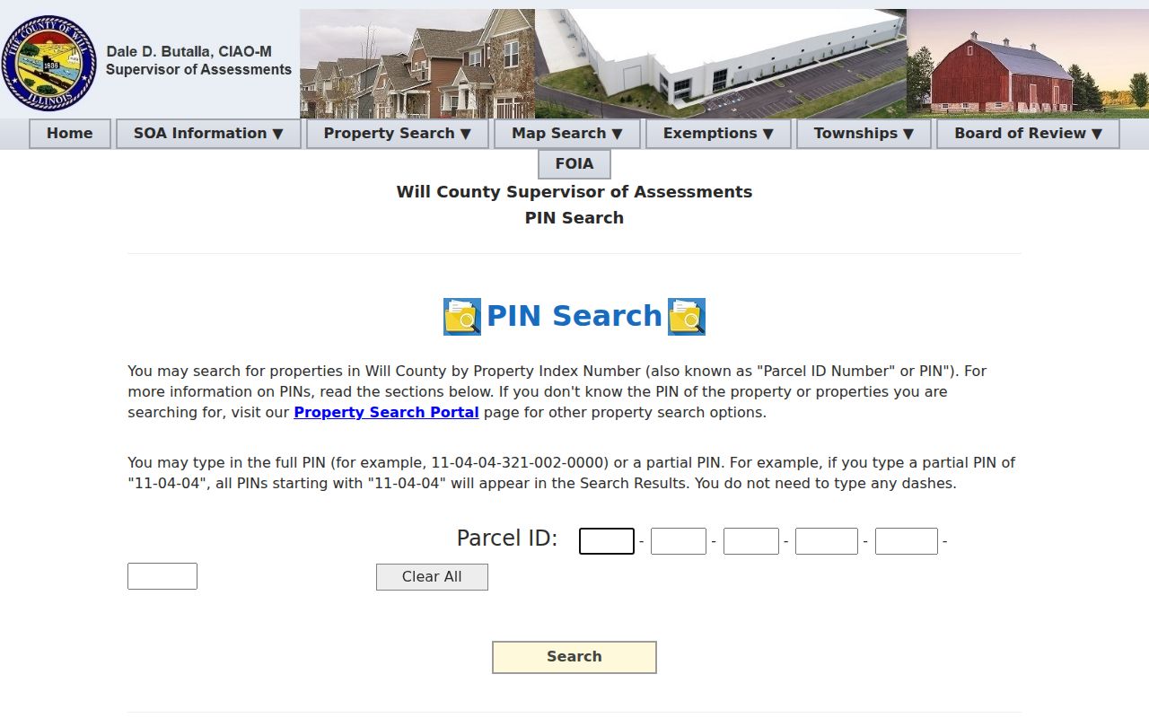Will County partial PIN search for a Lockport parcel
